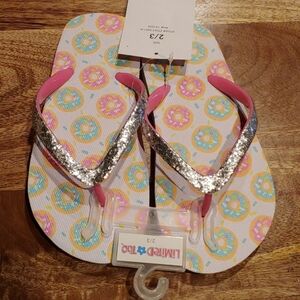 NWT 2 for $15 Limited Too Sparkly Donut Flip Flopa